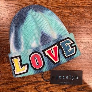 NWT Jocelyn LOVE Blue Tye Dye Knit Beanie